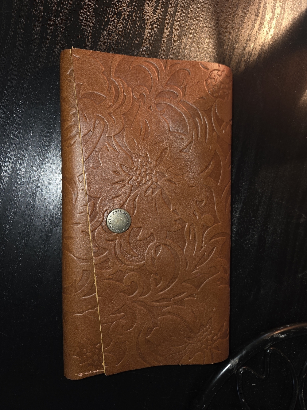 Portland Leather Embossed Long Wallet - Brown